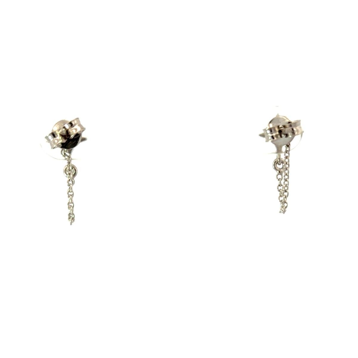 Round Cut Art Deco Style Rhinestone Star Hoop Drop Chain Earrings in 925 Silver for Gift For Sale