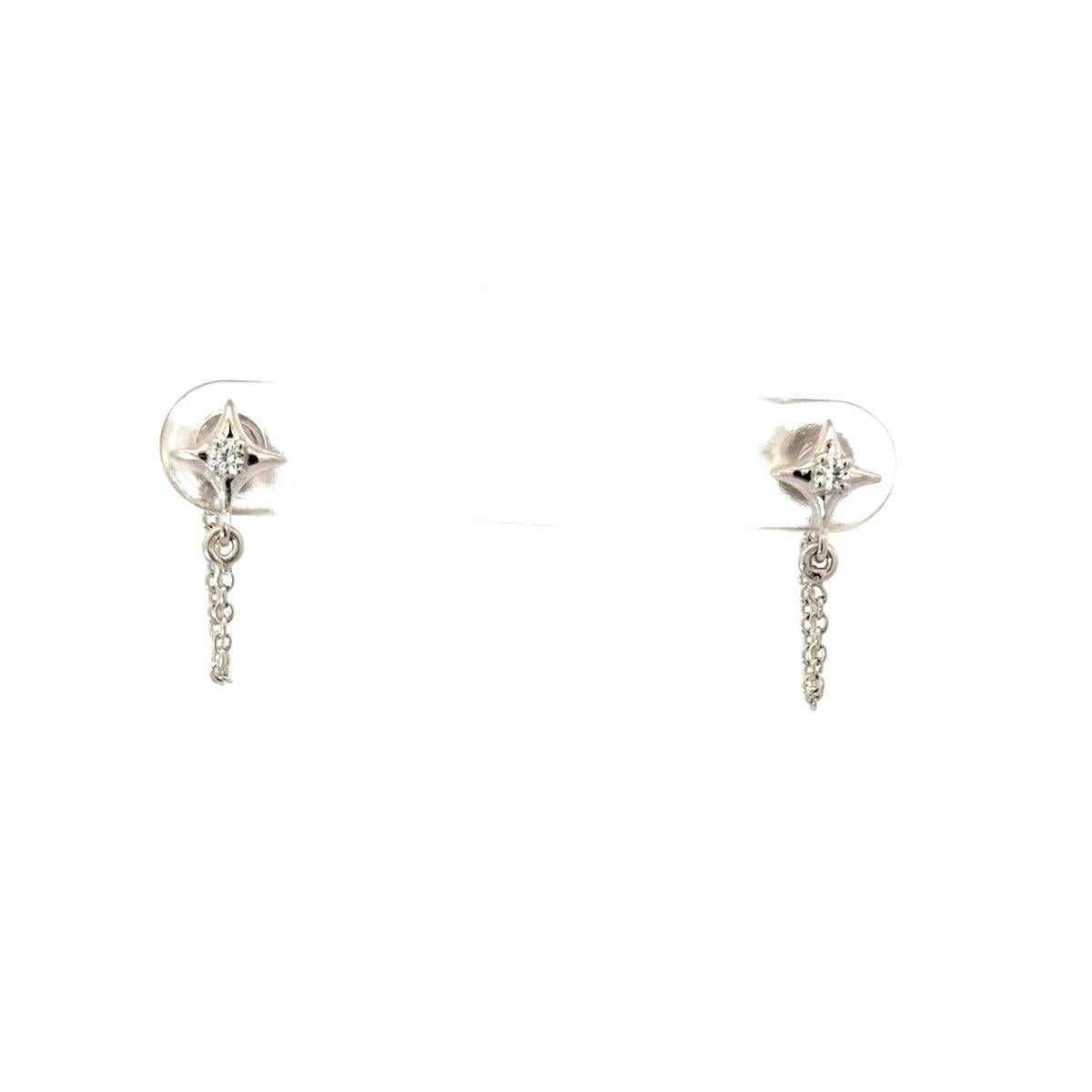 Women's Art Deco Style Rhinestone Star Hoop Drop Chain Earrings in 925 Silver for Gift For Sale