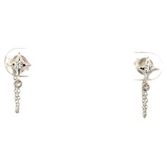 Art Deco Style Rhinestone Star Hoop Drop Chain Earrings in 925 Silver for Gift