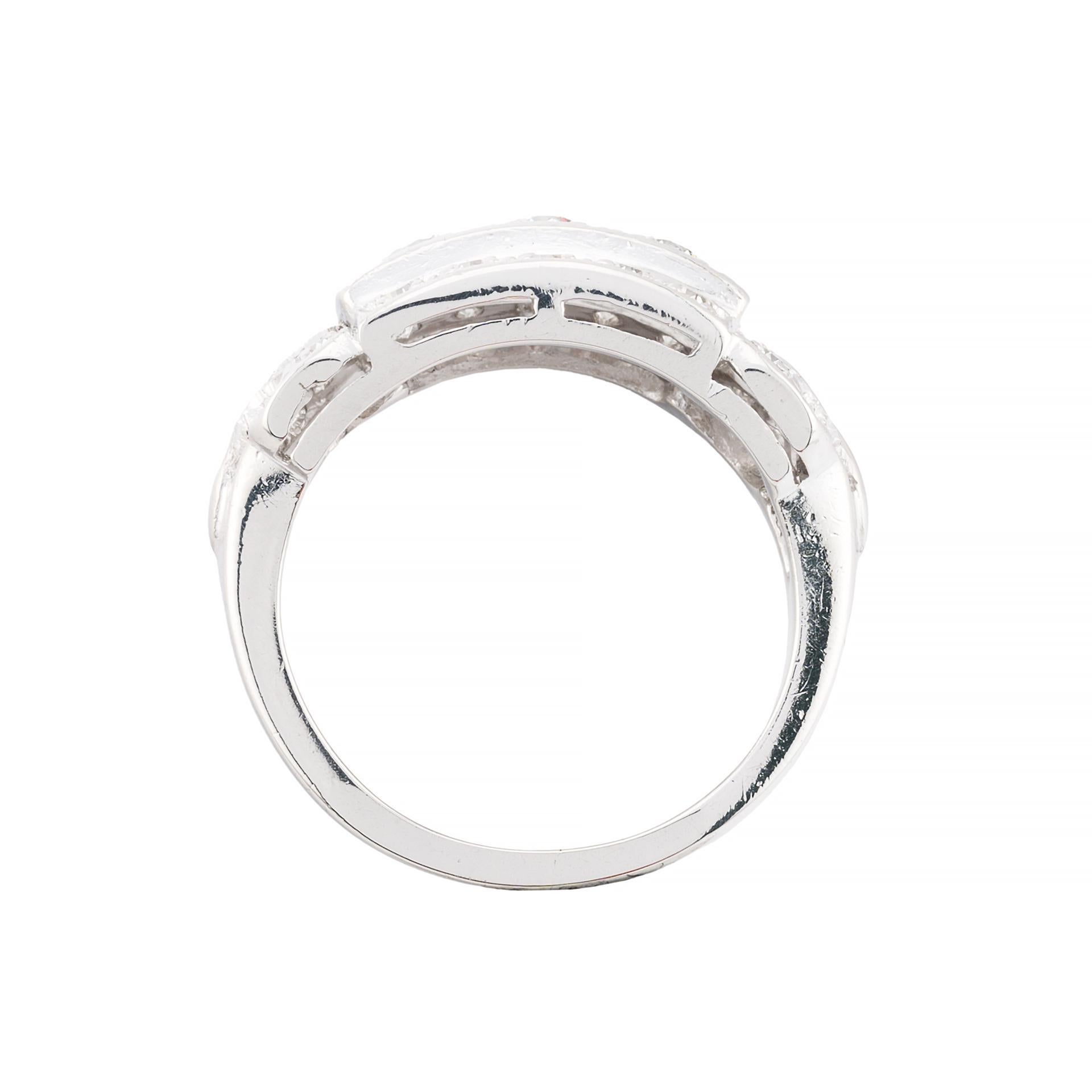Women's Art Deco Ribbon Motif 0.54ctw Diamond Band Ring in Platinum For Sale