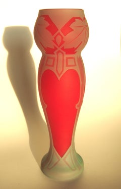 Art Deco Bohemian Riedel Cameo Glass Vase c1925