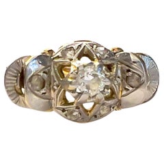 Bague Art déco 1925-1930 diamants or et platine