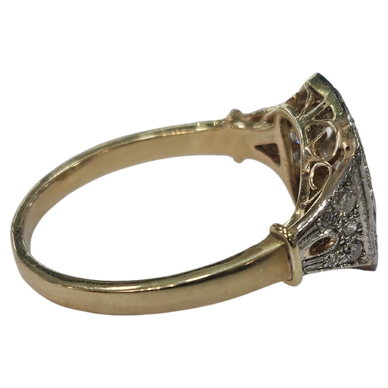 Anello Art Deco 1930 Brilliante taglio semplice con diamante in oro giallo 18kt e platino in vendita 2