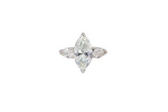 Art Deco Ring  3.02 ct Marquise Diamond with 0.50 ct Side Stones in 18K Gold