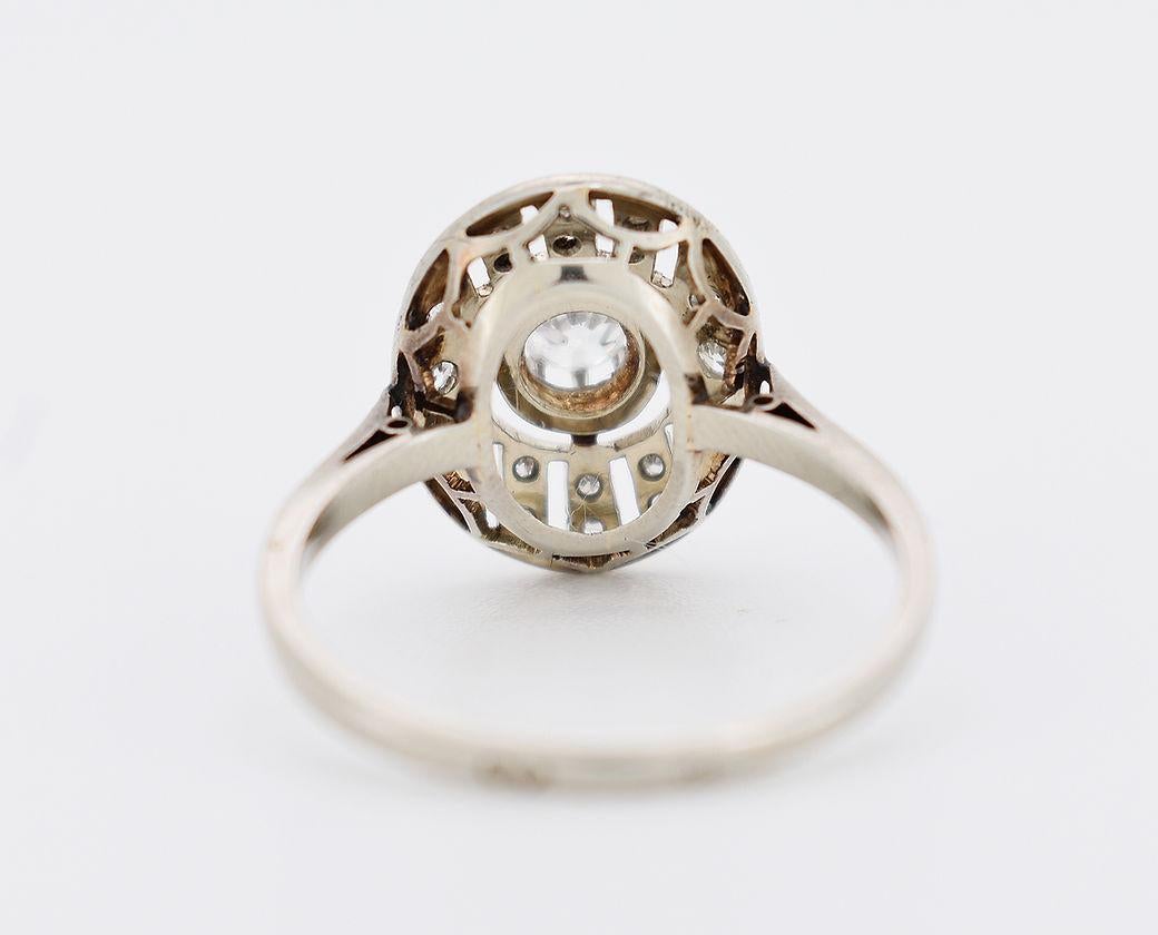 Taglio a rosa Anello Art Déco (circa 1920) in oro 18 carati (750 millesimi) e platino. in vendita