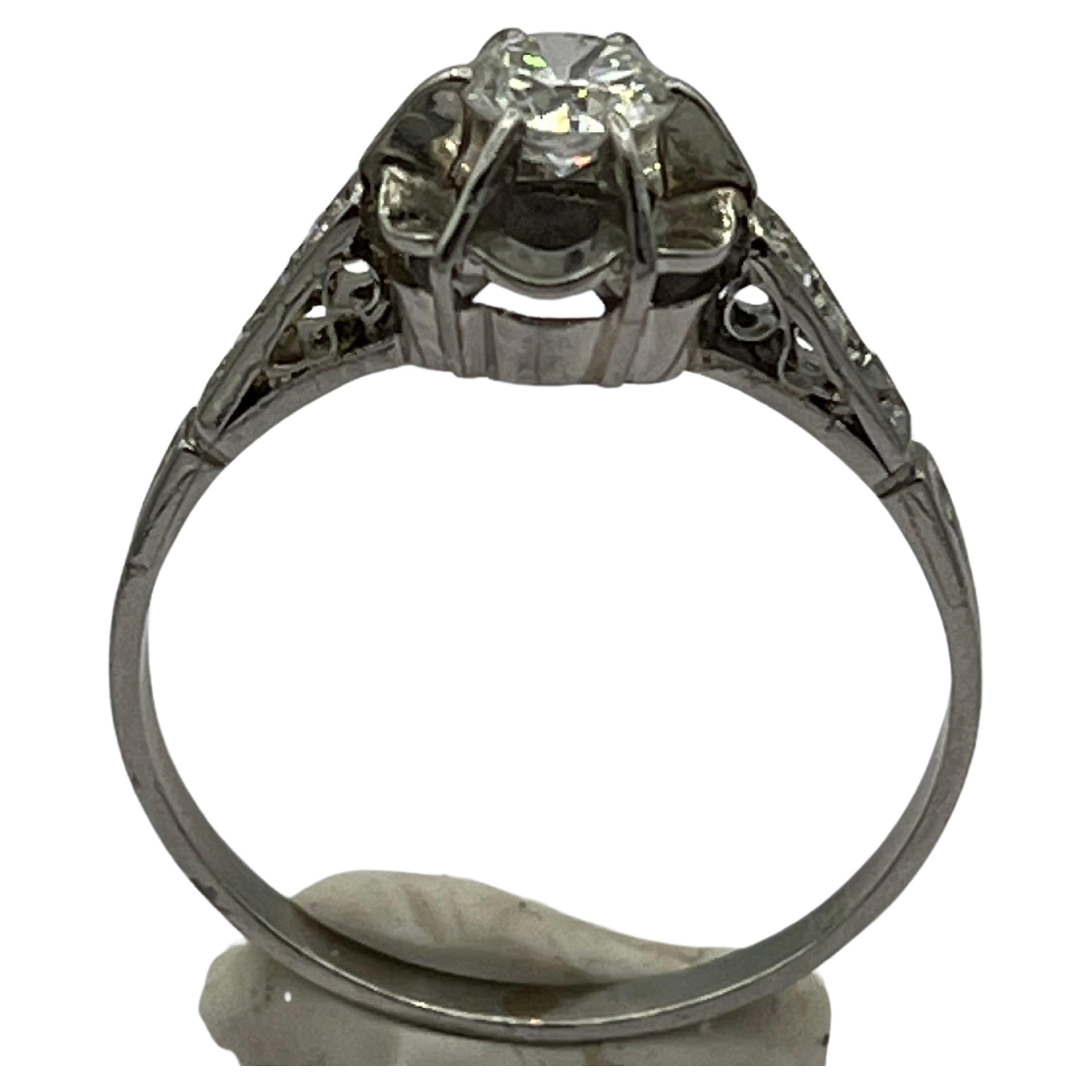Art-deco ring diamond platinum