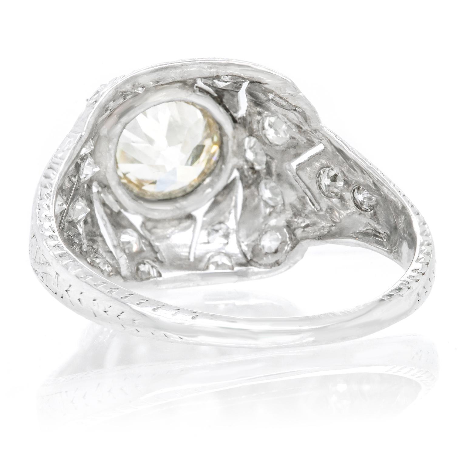 Art Deco Ring Diamond-Set Platinum Ring 5