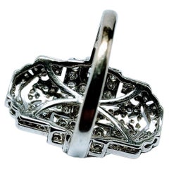 Vintage Art Deco Ring Diamant Weißgold 18K Diamant Brillant und Baguetteschliff