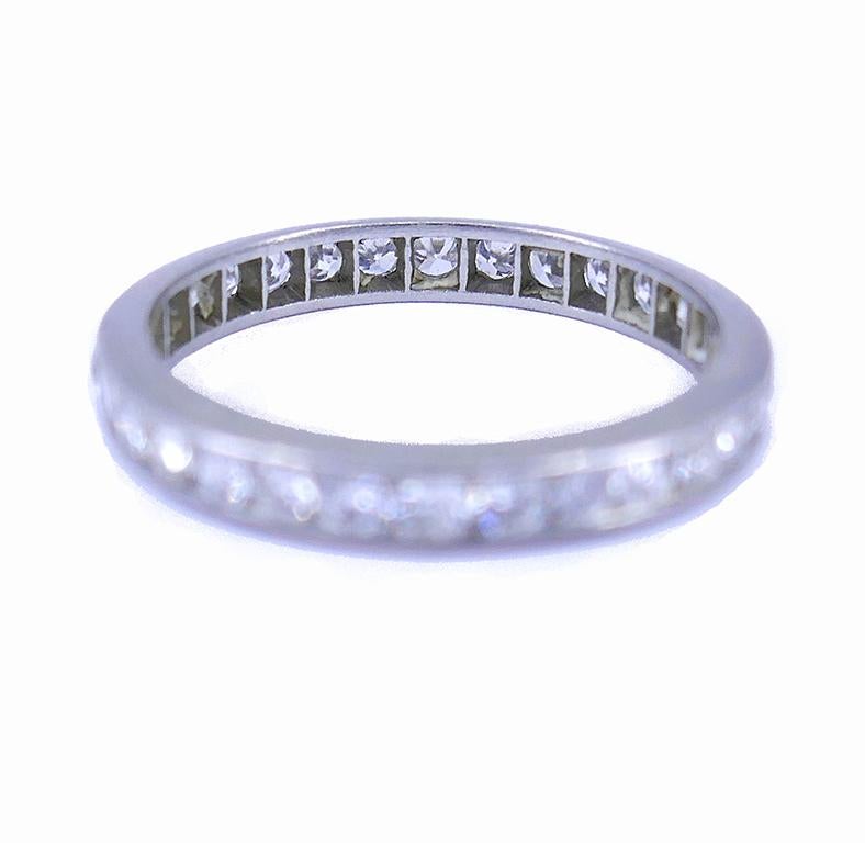 Women's Art Deco Ring Eternity Band Platinum Diamond Estate Jewelry For Sale