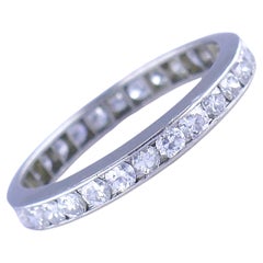 Art Deco Ring Eternity Band Platinum Diamond Estate Jewelry