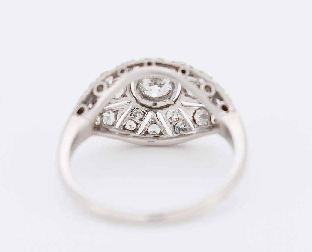 Rose Cut Art Deco Ring in Platinum and Diamonds - Circa 1920 For Sale