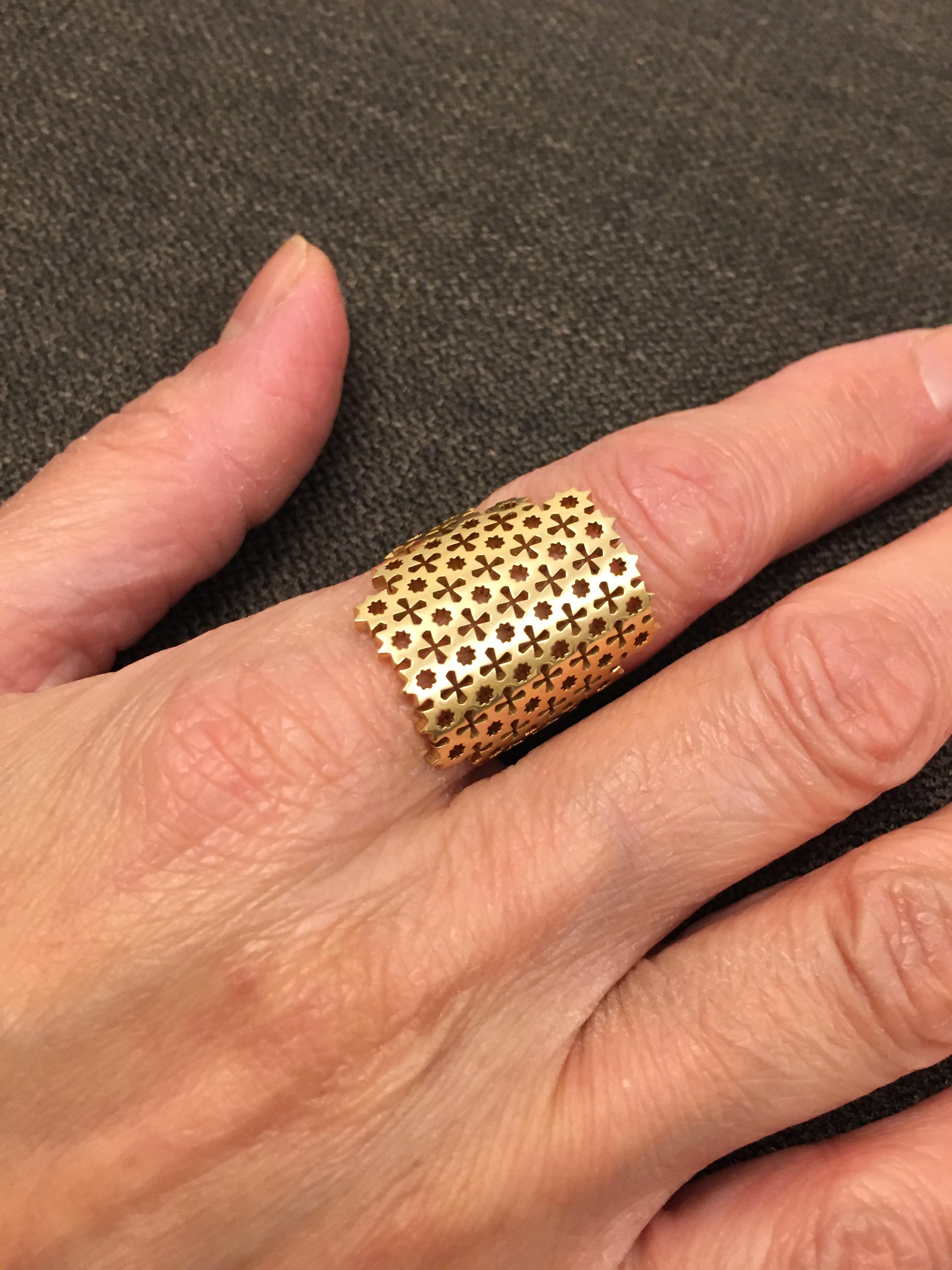 For Sale:  Art Deco Style Florentine Design Ring of Florence in 18kt Gold by Mohamad Kamra 3