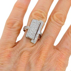 Art Deco Ring Platinum Old European Cut Diamond French Estate Jewelry