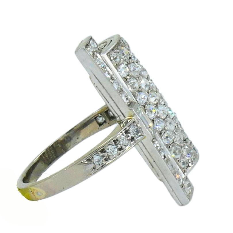 Donna Anello Art Deco in platino con diamante vecchio taglio europeo Estate Jewelry francese in vendita