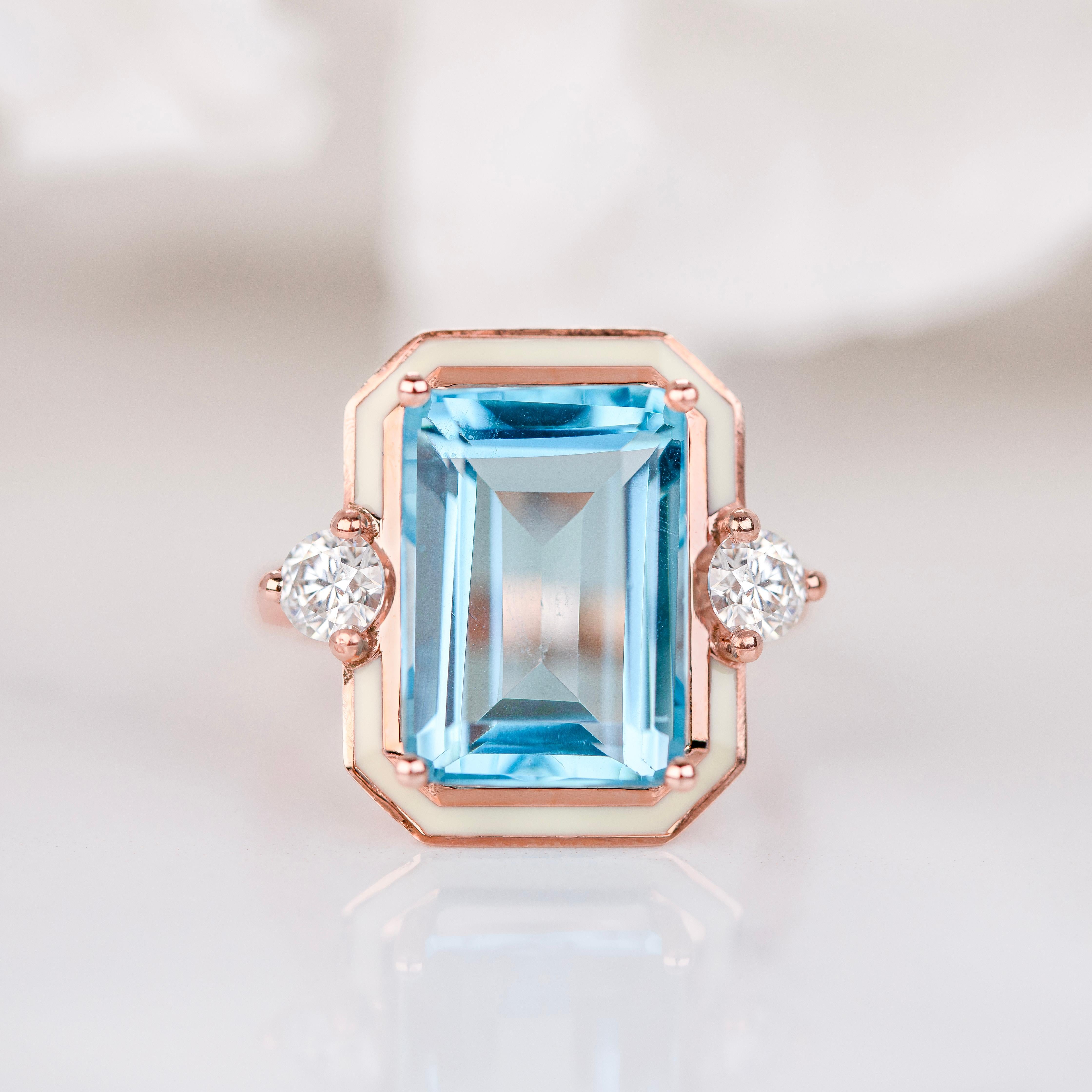 Art Deco Ring, Sky Topaz Stone and Moissanite Ring, 14K Gold Ring

This ring was made with quality materials and excellent handwork. I guarantee the quality assurance of my handwork and materials. It is vital for me that you are totally happy with