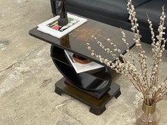 Art Deco Ring Table in Burl Walnut and Ebonized Wood, 1930s