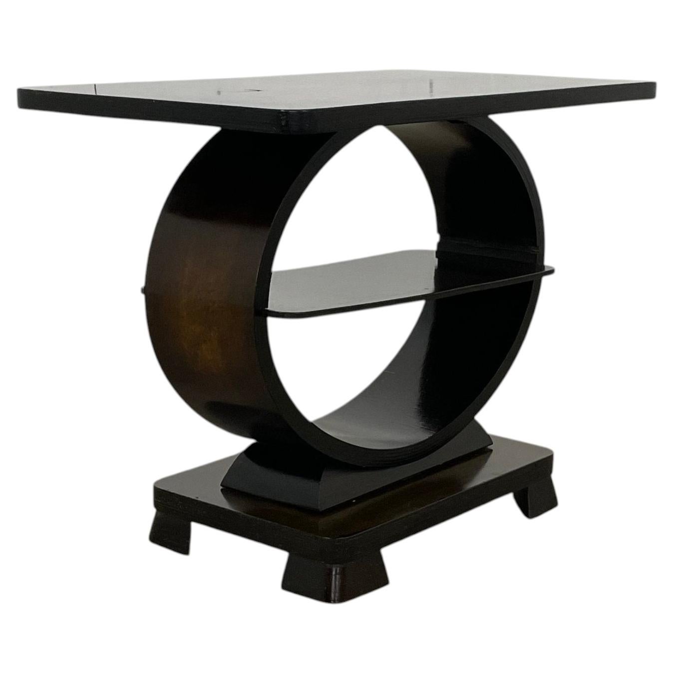 Art Deco Ring Coffee Table in Burl Walnut and Wood, 1930s