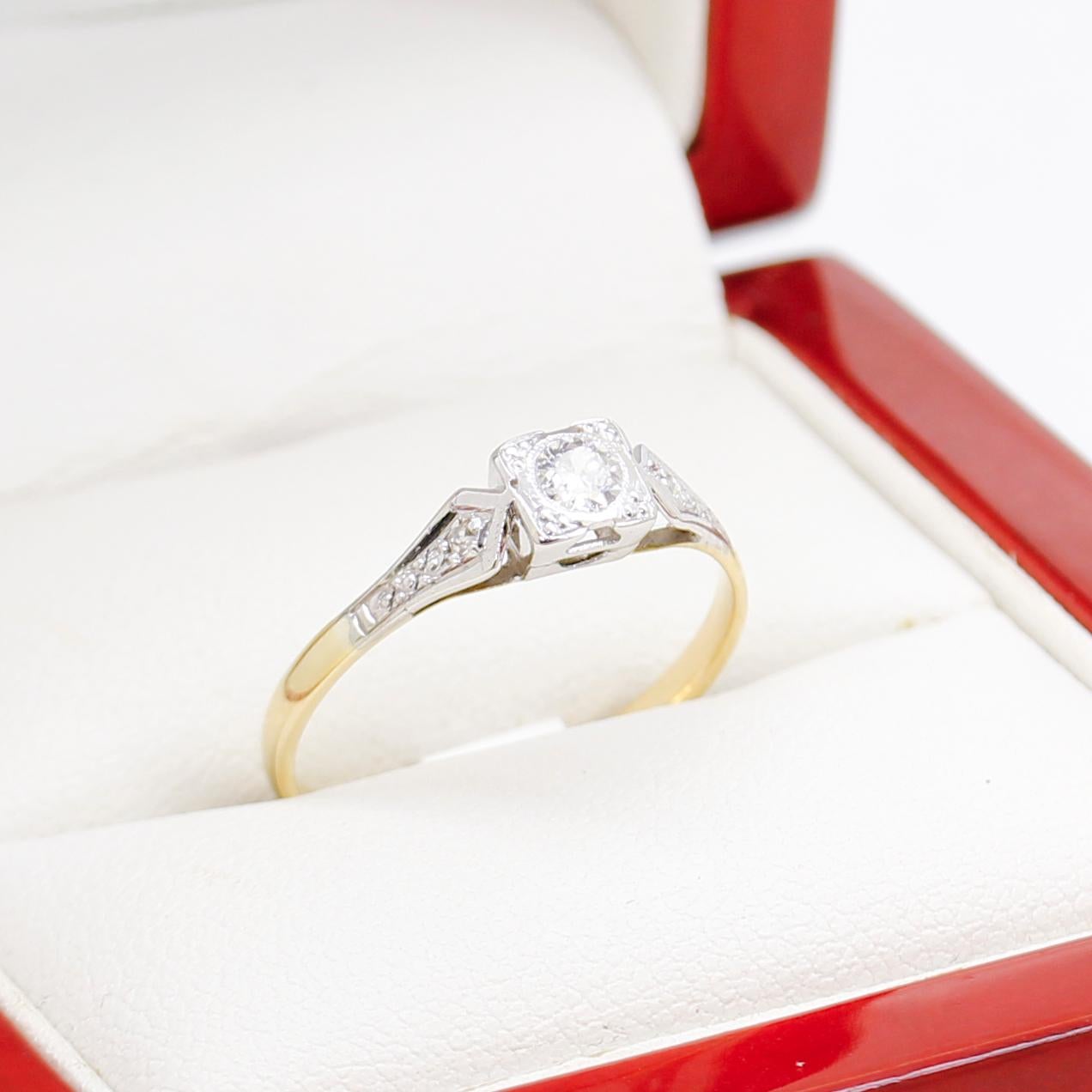 Art déco-Verlobungsring, Vintage-Diamant, vollständig restauriert im Angebot 5