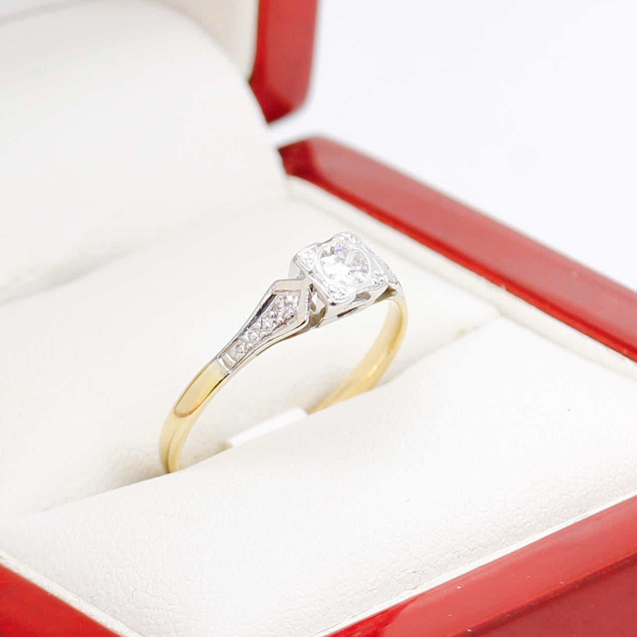 Art déco-Verlobungsring, Vintage-Diamant, vollständig restauriert im Angebot 6