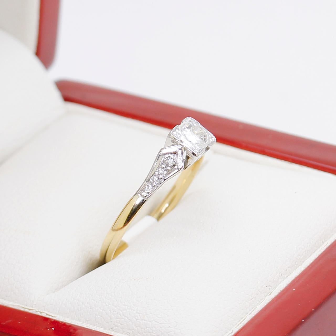 Art déco-Verlobungsring, Vintage-Diamant, vollständig restauriert im Angebot 7