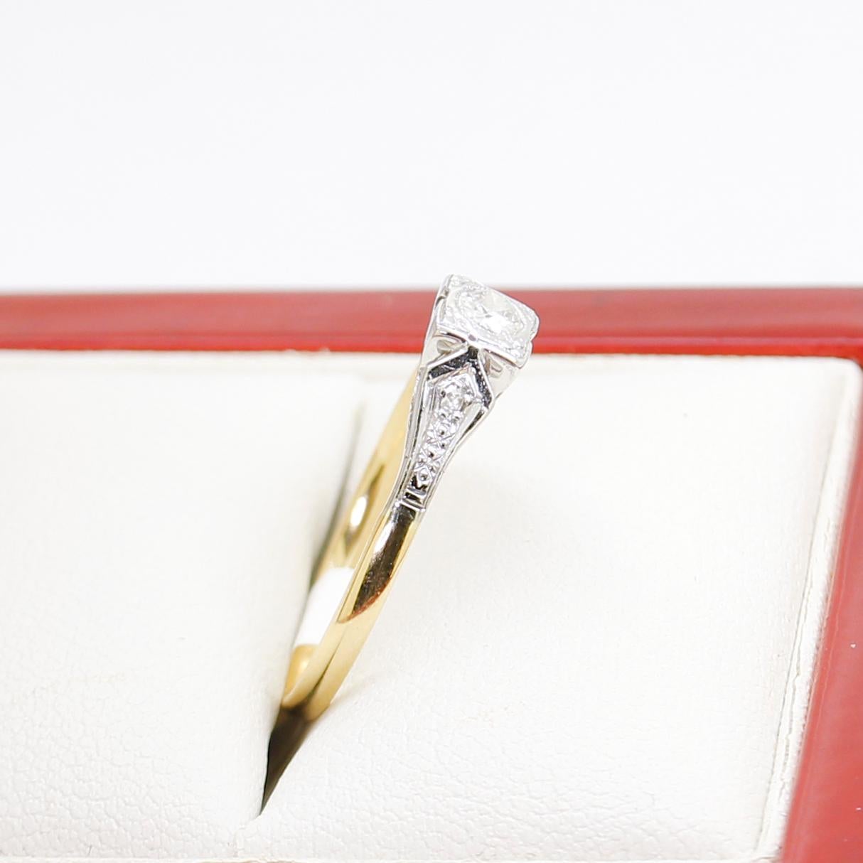 Art déco-Verlobungsring, Vintage-Diamant, vollständig restauriert im Angebot 8