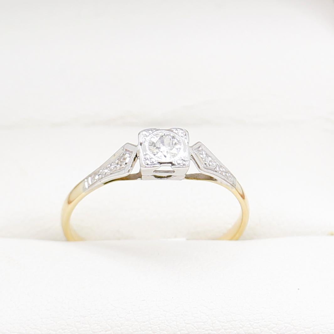 Art déco-Verlobungsring, Vintage-Diamant, vollständig restauriert im Angebot 4