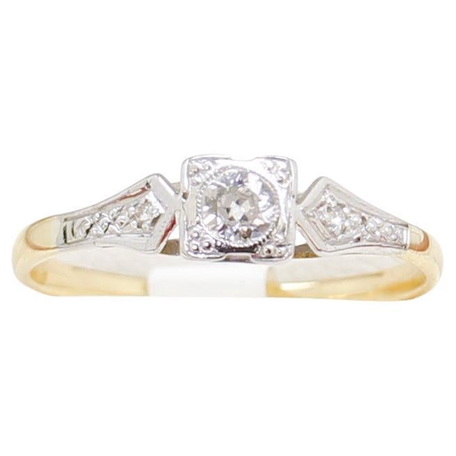 Art Deco Ring, Vintage Diamond Engagement Ring Fully Restored For Sale