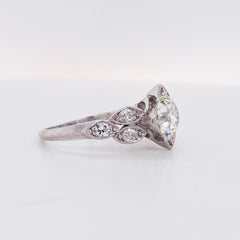 Anillo Art Decó con diamantes en platino, centro de 1,50 ct Claridad VS1