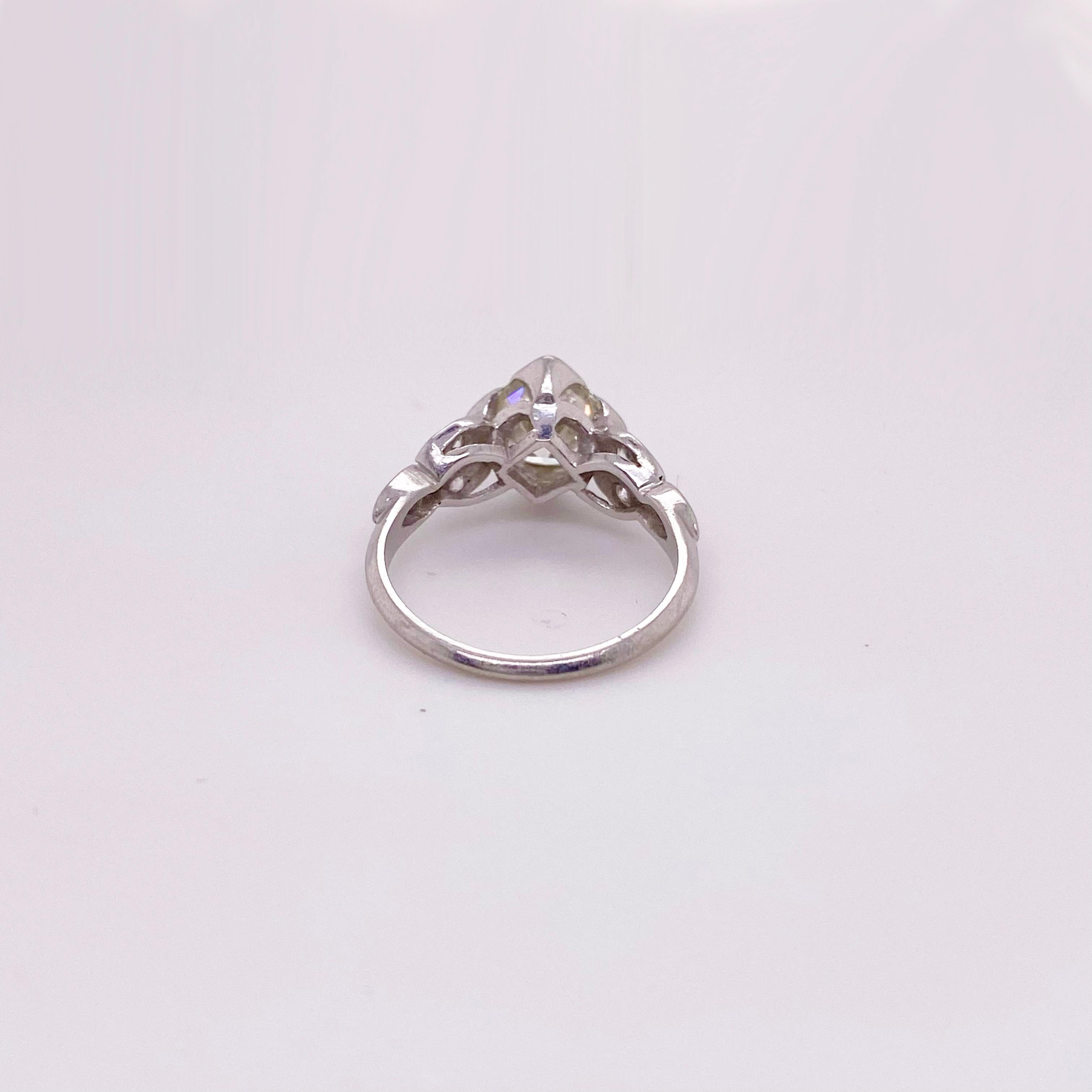 Art Deco Ring w Diamonds in Platinum, 1.50 ct center VS1 Clarity For Sale 1