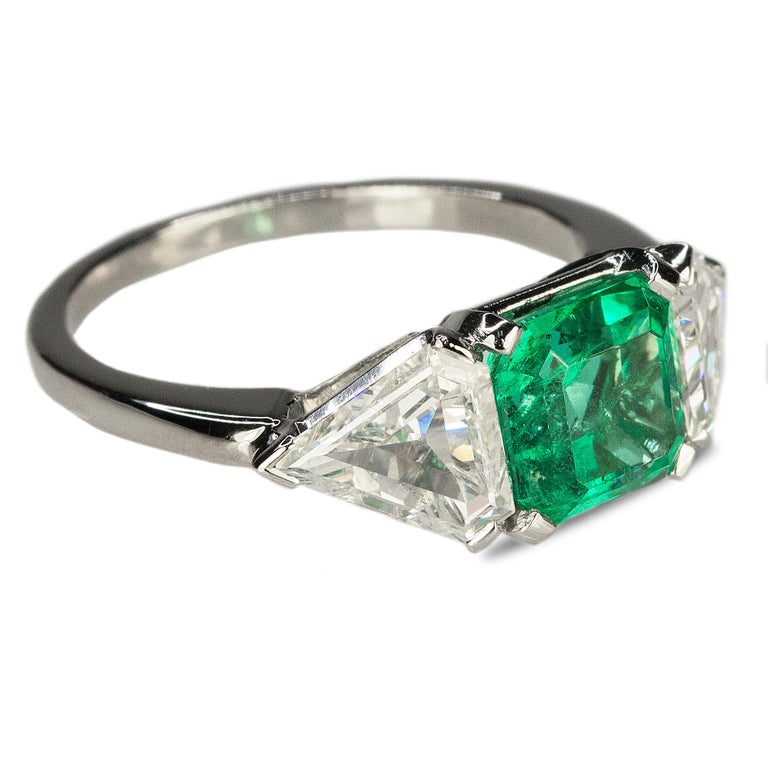Art Deco Ring with AGL Certified Colombian Emerald at 1stDibs
