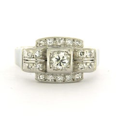 ART DECO ring with brilliant and single cut diamonds up to 0.50ct 18k gold