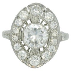 Antique Art Déco ring with center 1.01 Carats natural diamond
