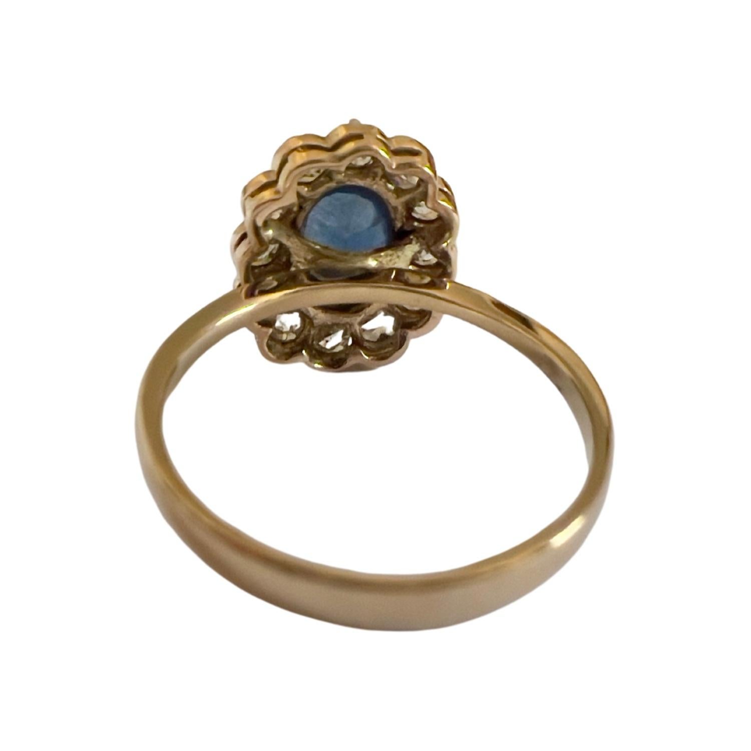 Donna Anello Art Deco con diamanti 0,60 ct e zaffiro 1,91 ct in oro 18k e platino in vendita