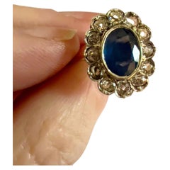 Art Deco Ring with Diamonds 0.60 ct Sapphire 1.91 ct in 18k Gold & Platinum