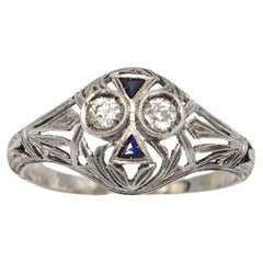 Vintage Art Deco ring with diamonds and sapphires.