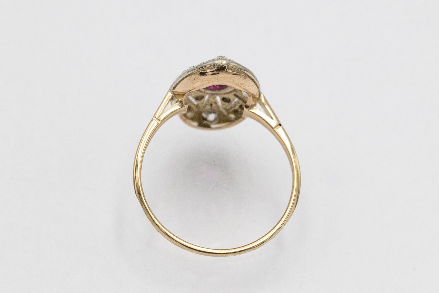 Art-Déco-Ring mit natürlichem Rubin 0, 40 Karat und Diamanten, Ungarn, 1920er Jahre. im Angebot 2