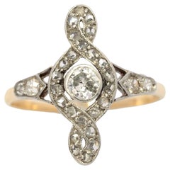 Bague Art déco avec diamants taille ancienne Marquise