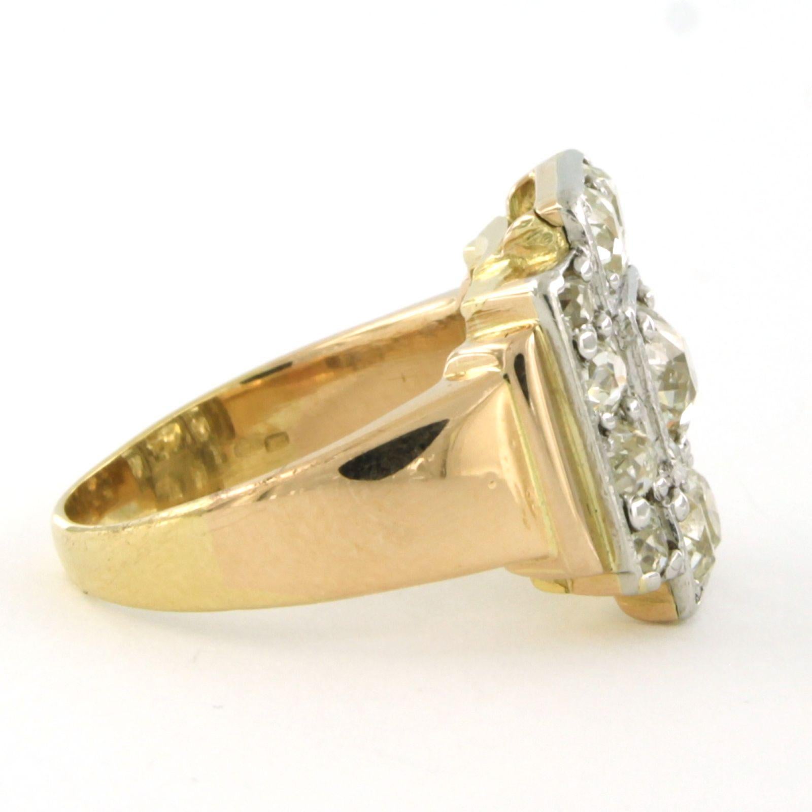 Taille vieille mine Bague Art déco en or 18 carats et platine avec diamants taille ancienne de 2,60 carats en vente
