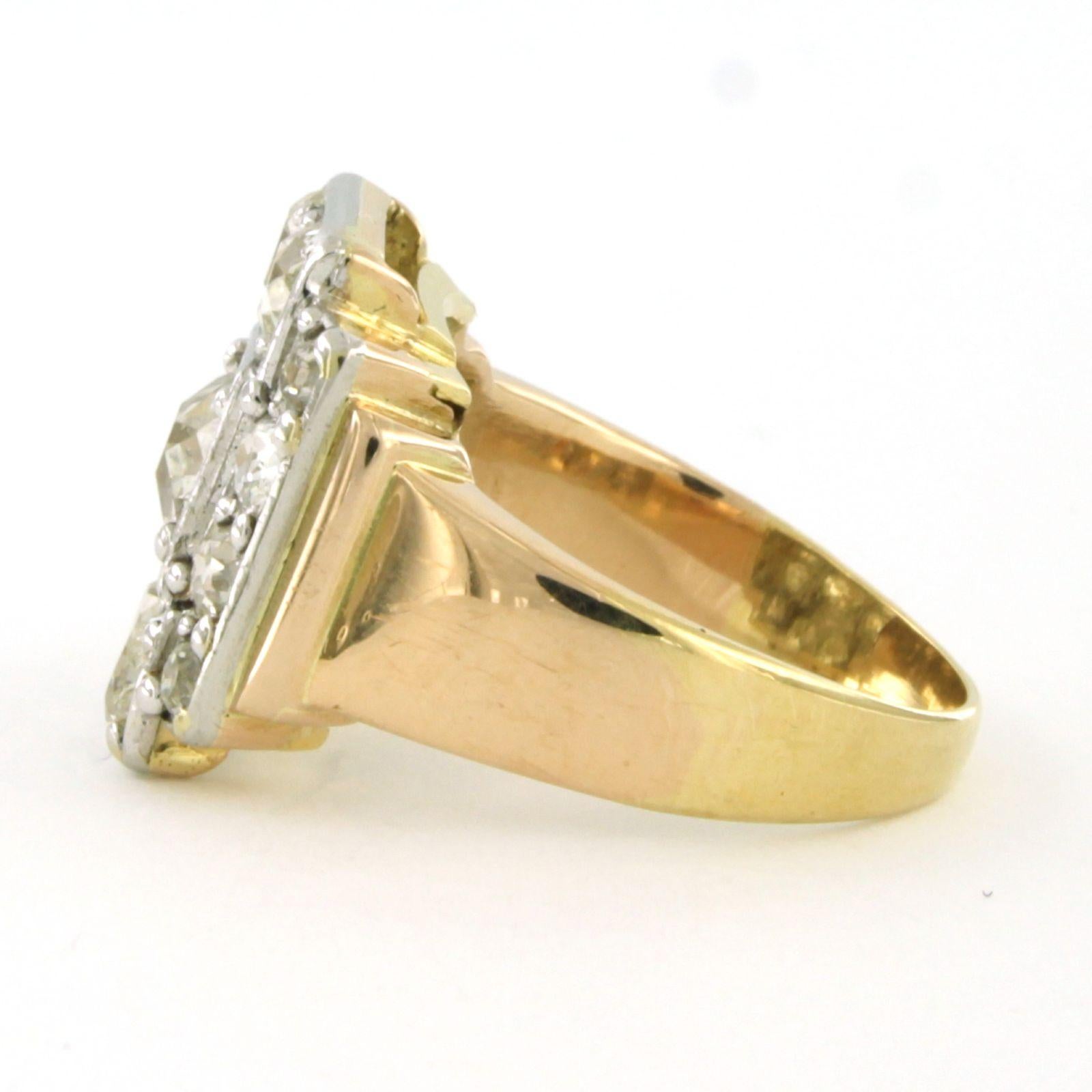 Bague Art déco en or 18 carats et platine avec diamants taille ancienne de 2,60 carats Excellent état - En vente à The Hague, ZH