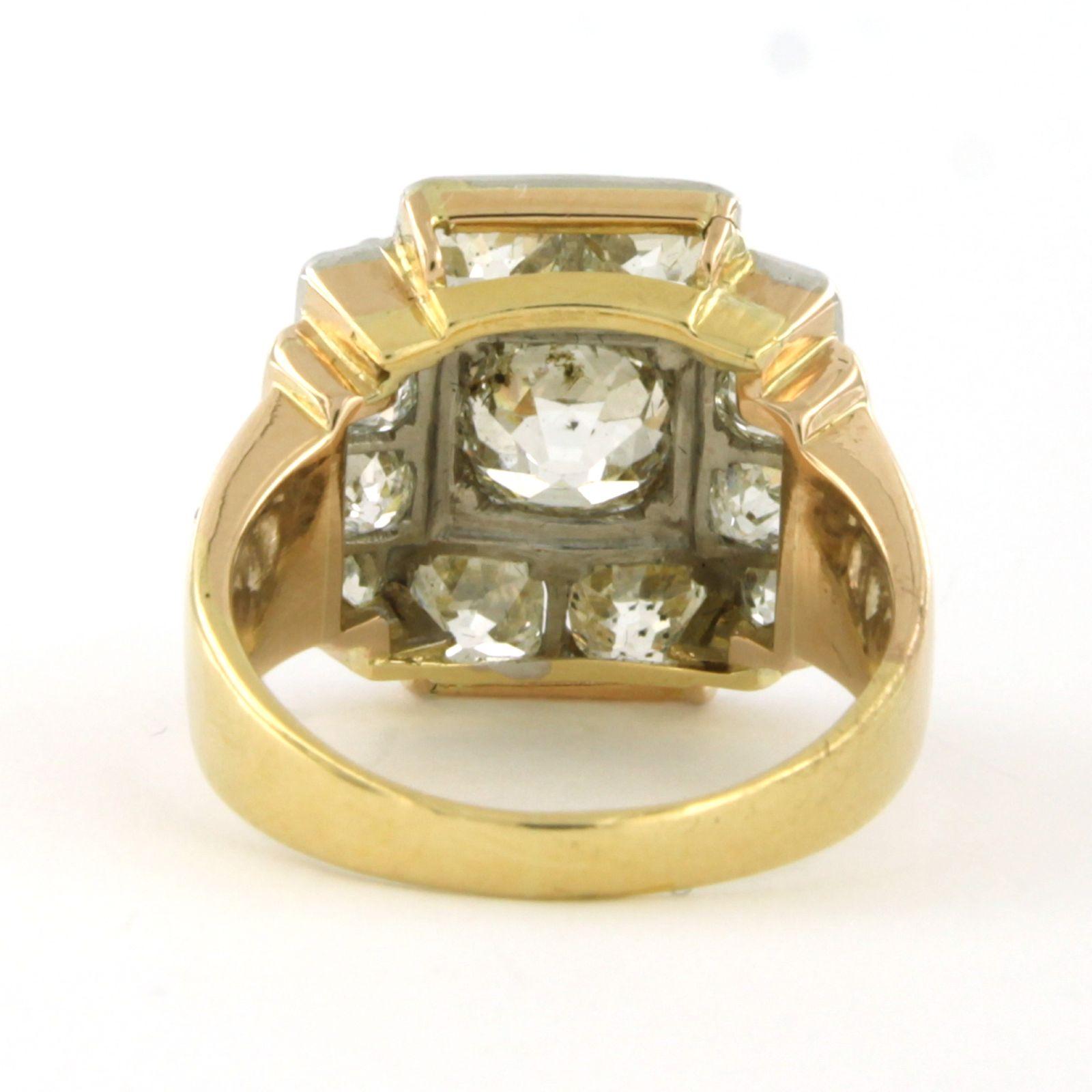 Bague Art déco en or 18 carats et platine avec diamants taille ancienne de 2,60 carats Pour femmes en vente