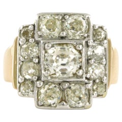 ART DECO Ring aus 18 Karat Gold und Platin mit Diamanten im Altminenschliff bis zu 2,60 Karat