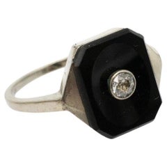 Art Deco ring with onyx and diamond, approx. 0.10ct, Austria, 1920s/1930s
