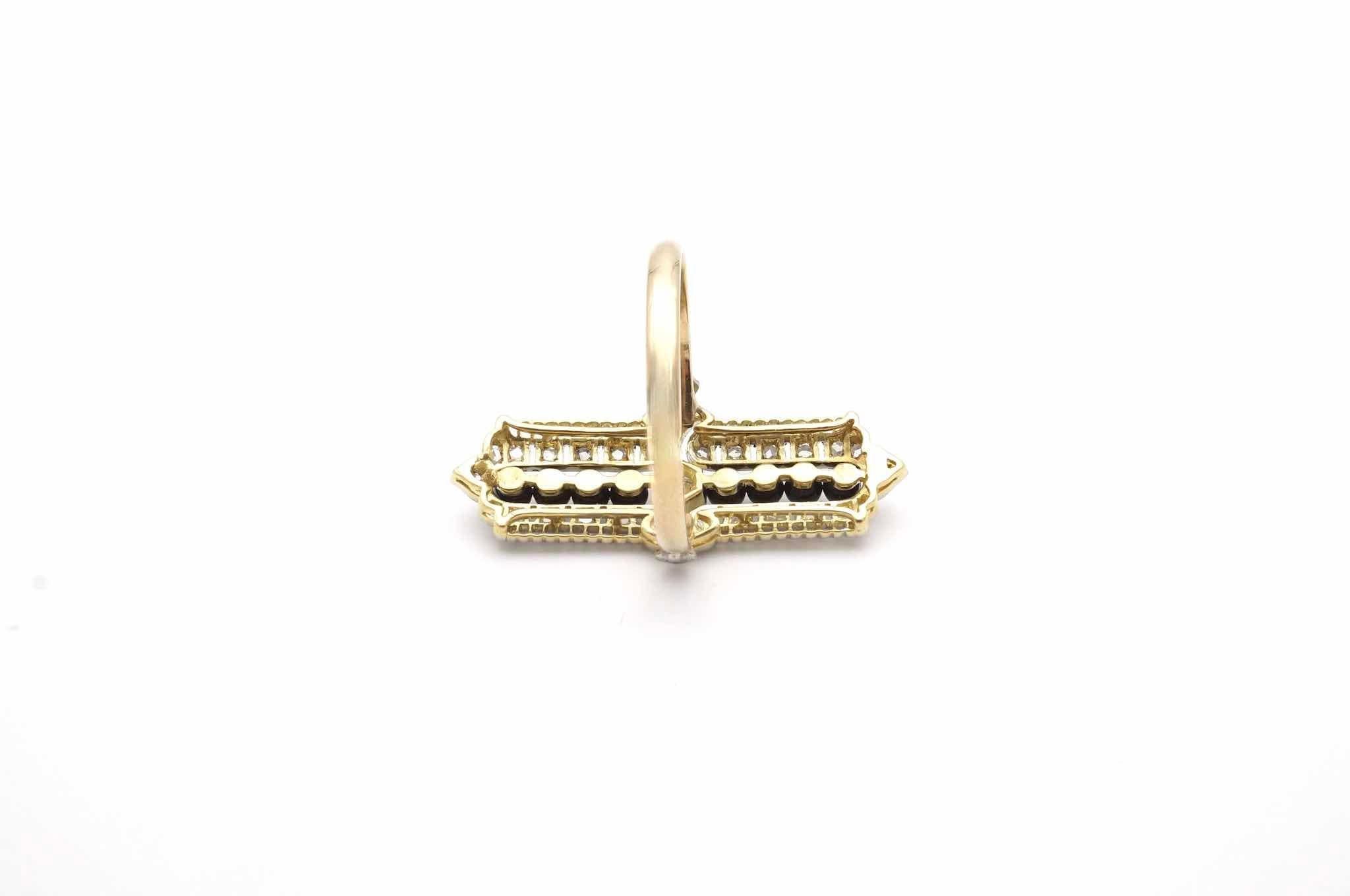 Ring im Art-déco-Stil mit Diamanten im Onyx- und Rosenschliff im Zustand „Gut“ im Angebot in PARIS, FR