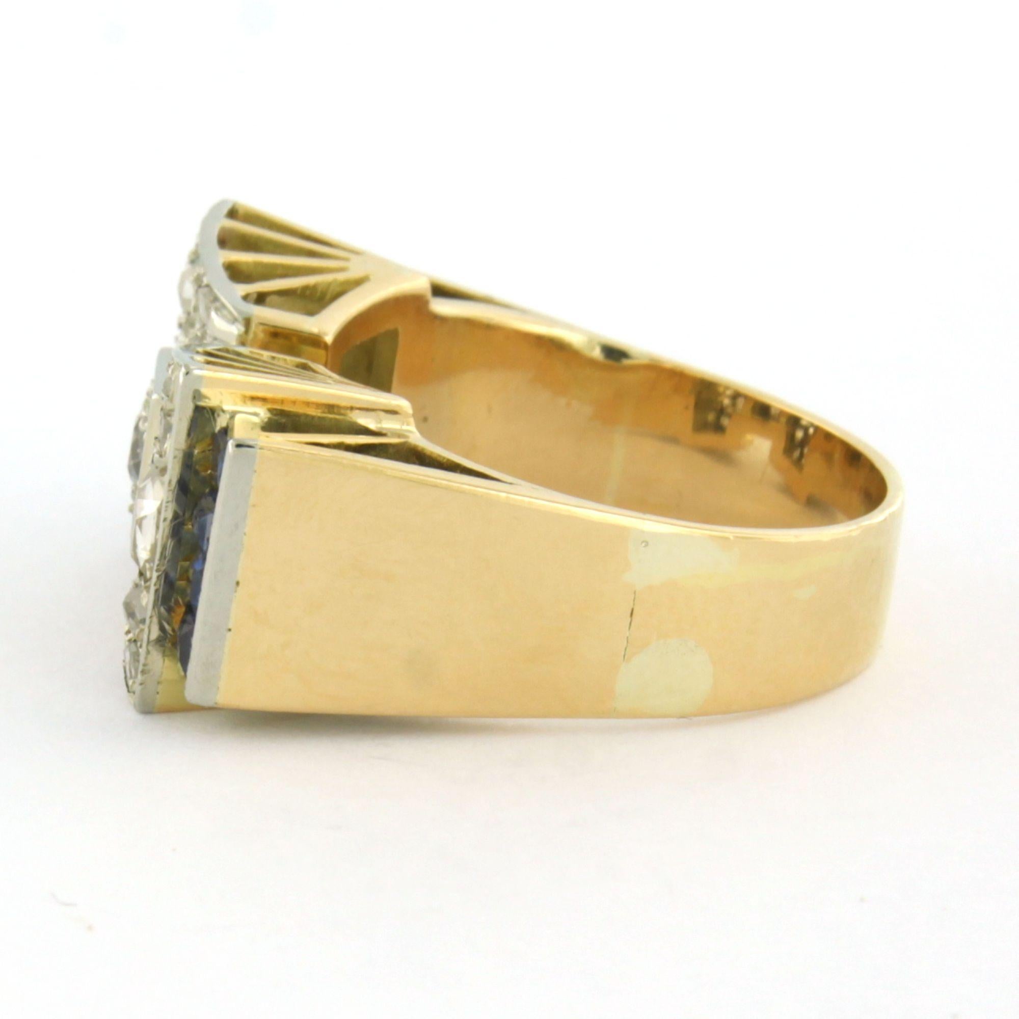 Im Angebot: ART DECO Ring mit Saphir und alten Minen und Diamanten im Einzelschliff 18k Gold () 3