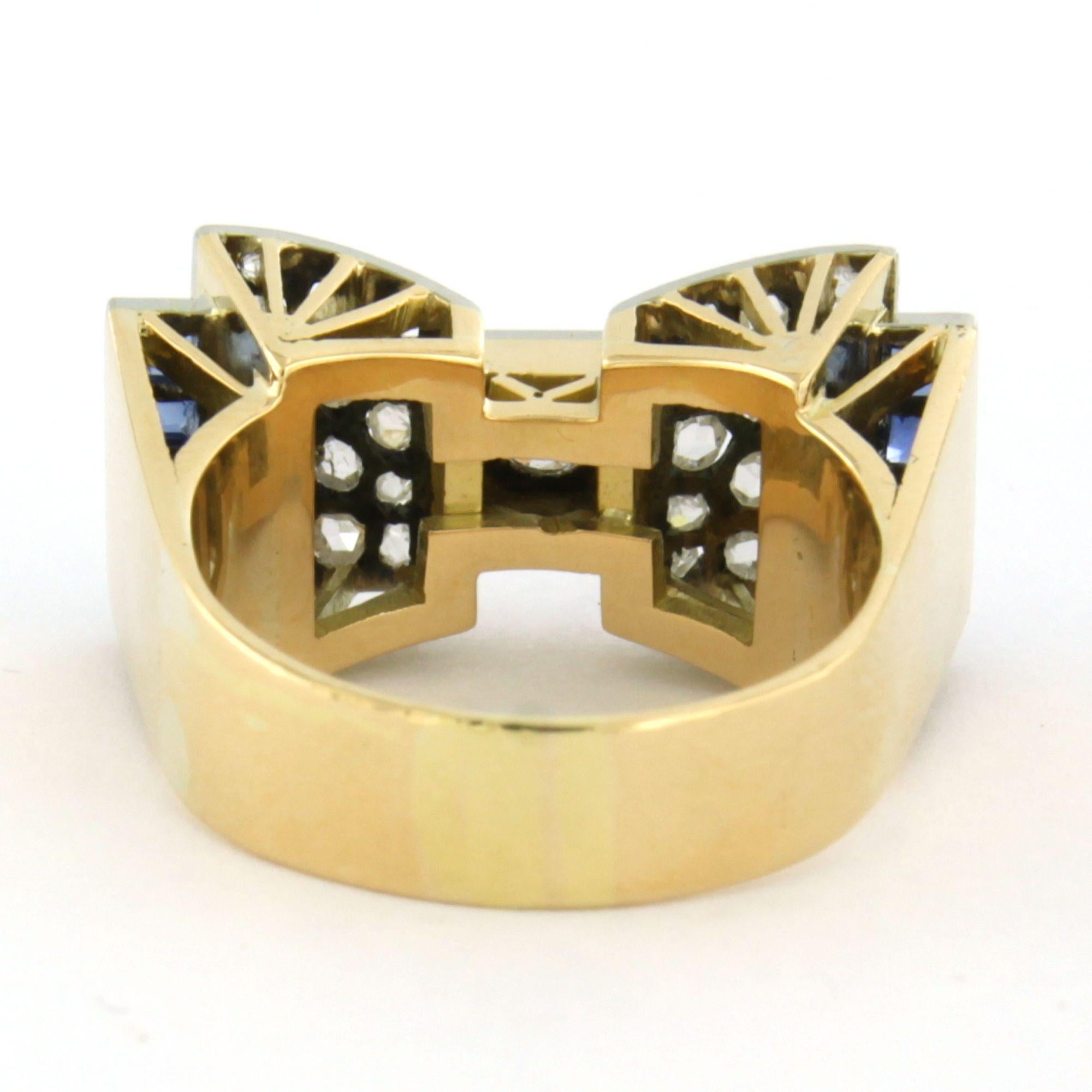 Im Angebot: ART DECO Ring mit Saphir und alten Minen und Diamanten im Einzelschliff 18k Gold () 4