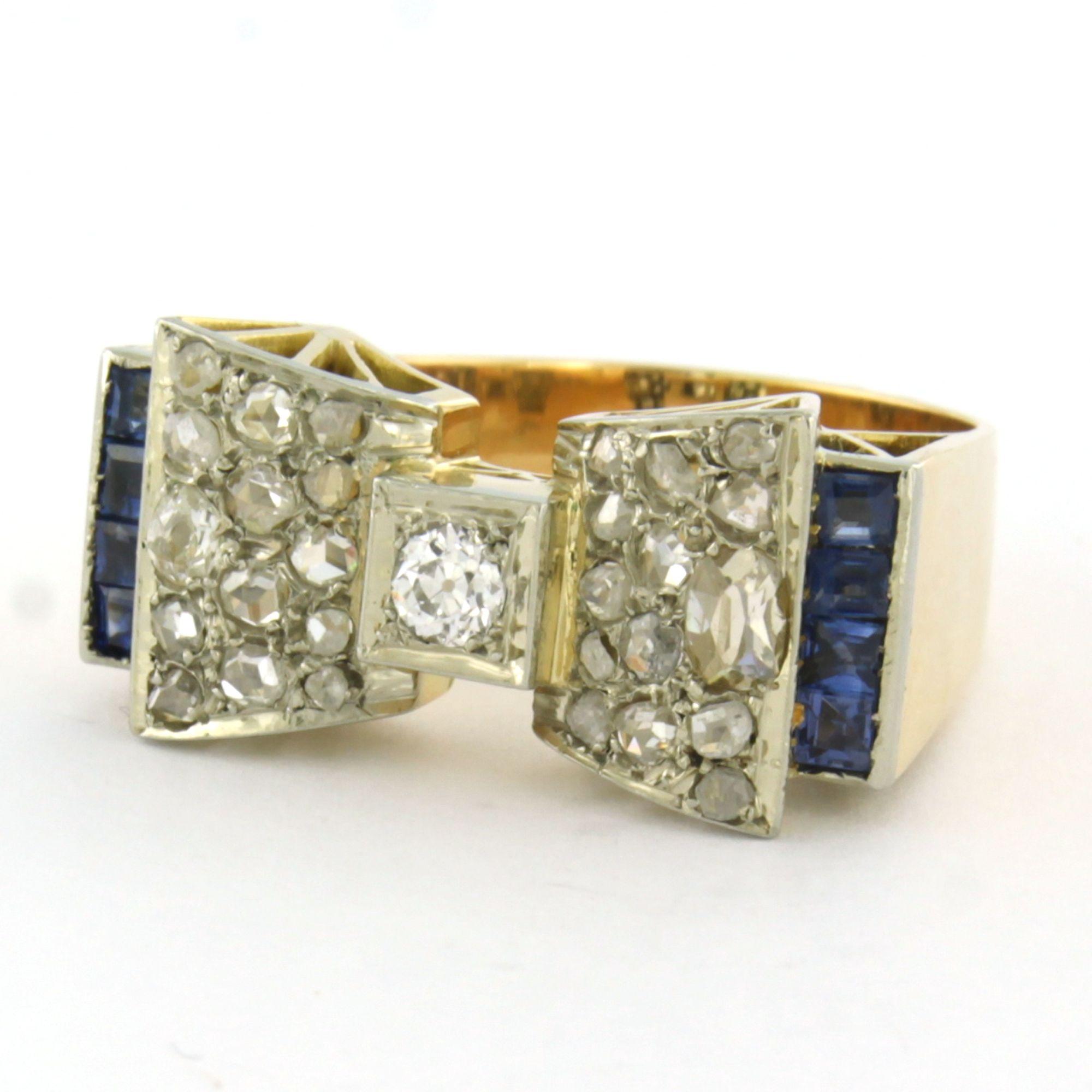 Im Angebot: ART DECO Ring mit Saphir und alten Minen und Diamanten im Einzelschliff 18k Gold () 5