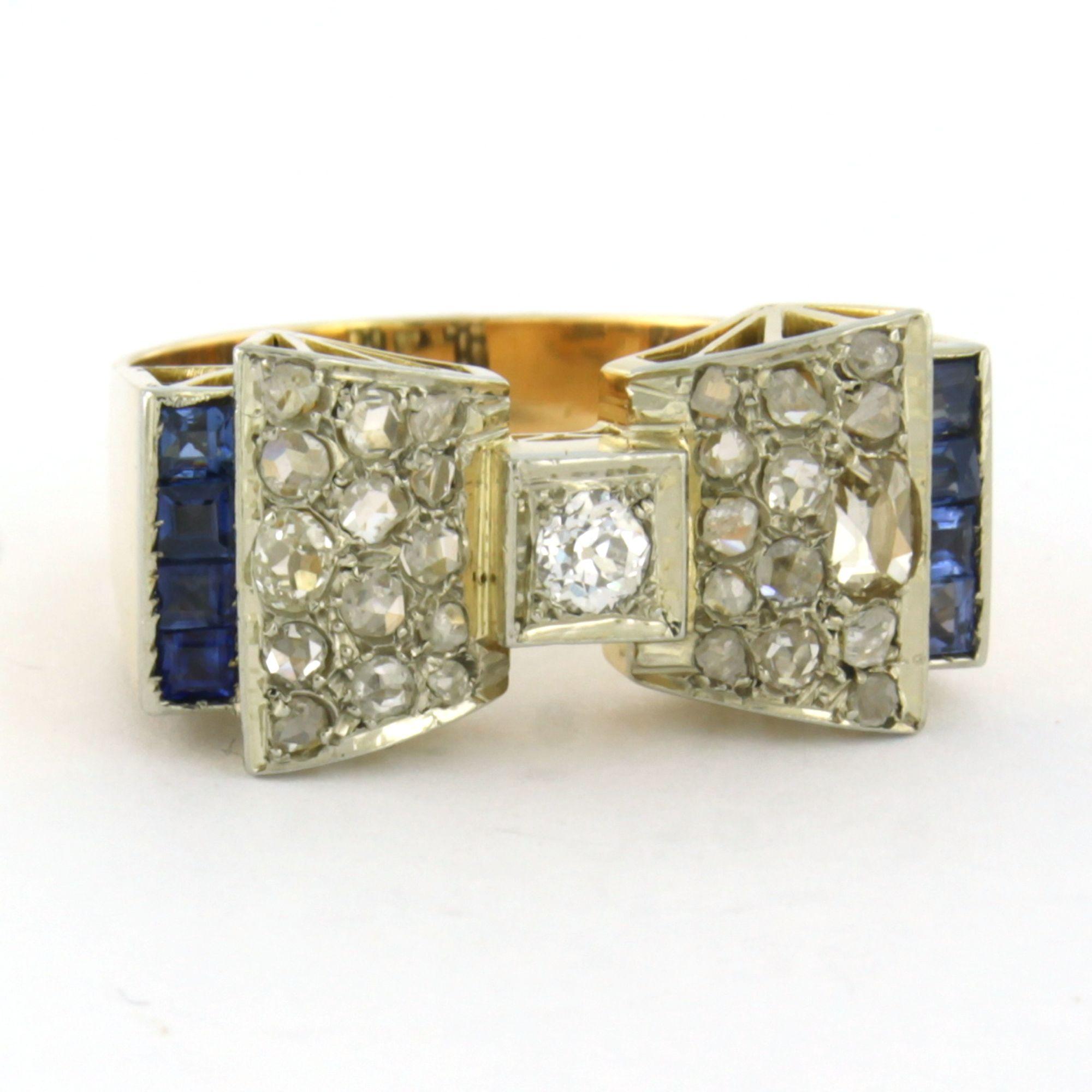 Im Angebot: ART DECO Ring mit Saphir und alten Minen und Diamanten im Einzelschliff 18k Gold () 6