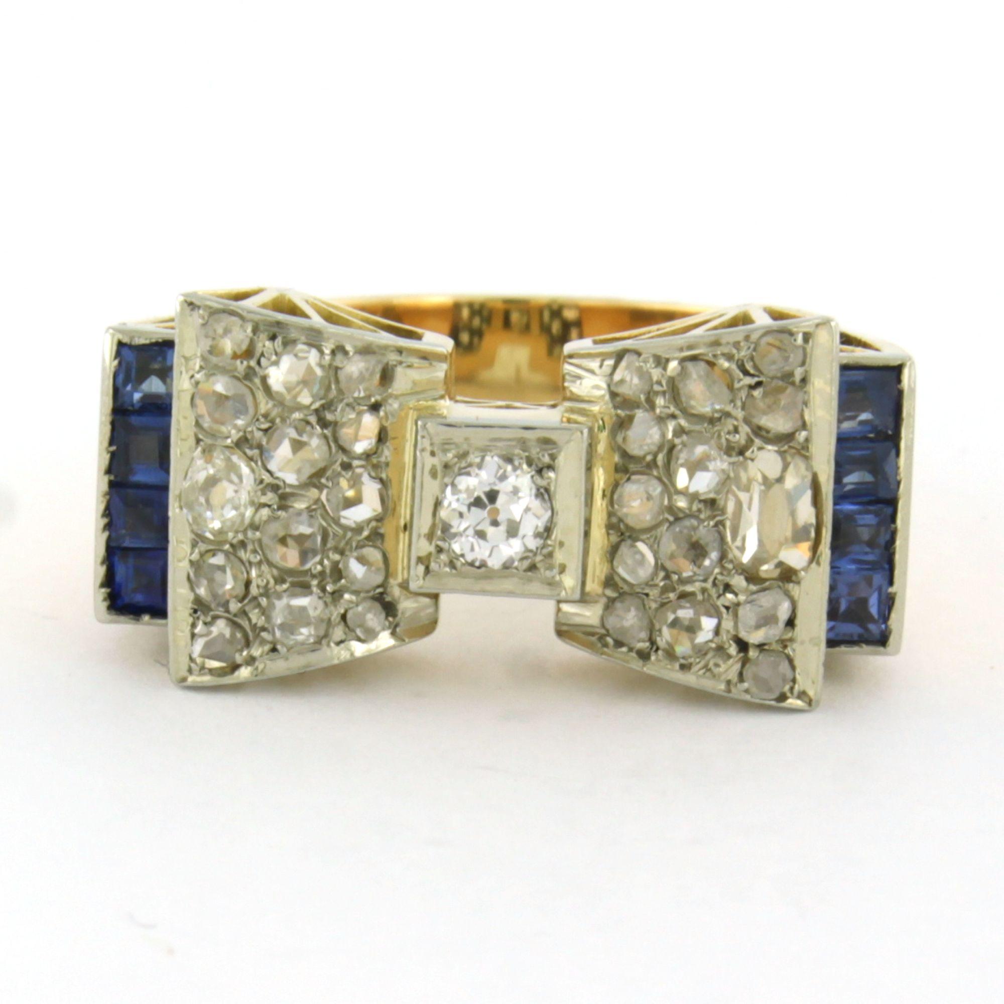 Im Angebot: ART DECO Ring mit Saphir und alten Minen und Diamanten im Einzelschliff 18k Gold () 7