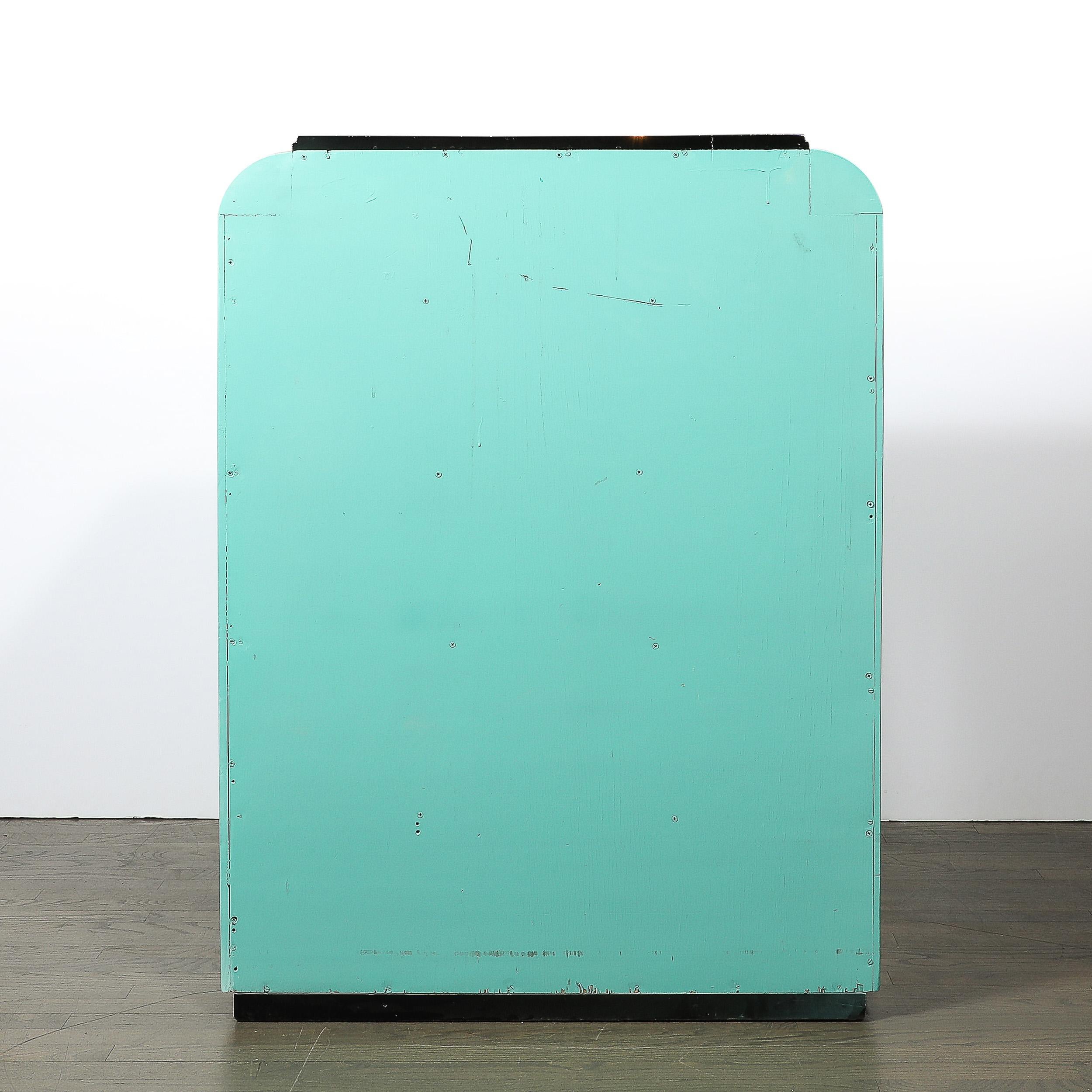 Art Deco Robin's Egg Blue Lacquer & Brushed Aluminum High Chest by Donald Deskey For Sale 7