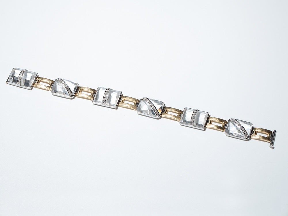 Bracelet Art Déco en cristal de roche et or 18 carats Excellent état - En vente à Berlin, DE